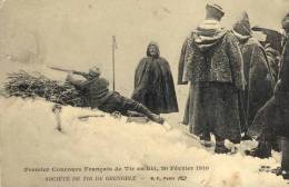 CPA (TIR)    GRENOBLE  Société De Tir Premier Concours Francais  De Tir En Ski 20 Fevrier 1910 (leger Defaut) - Waffenschiessen