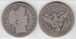 **** ETATS-UNIS - UNITED-STATES - HALF DOLLAR 1909 O - BARBER - ARGENT - SILVER **** EN ACHAT IMMEDIAT - 1892-1915: Barber