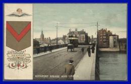 NEWPORT BRIDGE AND CASTEL. Arms Of Newport City. - Animation. - Tram. - Coupling With A Horse.  (C.P.A.) - Monmouthshire
