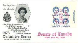 1973 8¢ Definitive Queen Elizabeth  Caricature Sc 593  Plate Block  SENATE Cachet - 1971-1980