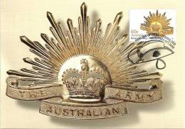 AUSTRALIA MAXICARD ANZAC ARMY BADGE 7TH TYPE 1991-  $0.60 STAMP DATED 17-04-2012 CTO SG? READ DESCRIPTION!! - Covers & Documents