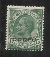 CORFU´ 1923 SOPRASTAMPATO D´ITALIA 5 CENTESIMI MNH - Corfu