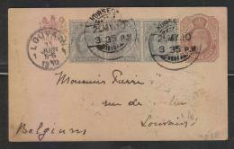 INDIA  KE  HALF ANNA UPRATED POSTAL STATIONARY POSTCARD TO BELGIUM #  42187  Indien Inde - 1902-11  Edward VII