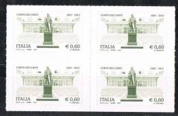 Italia 2012 Quartina €. 0,60 Corte Dei Conti Nuovi** Integri - Blocks & Sheetlets