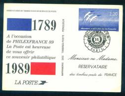 52822 Stationery Entier Ganzsachen 1989 PHILEXFRANCE 89 France Frankreich Francia - Official Stationery