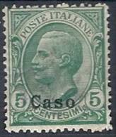 1912 EGEO CASO EFFIGIE 5 CENT MH * - RR10899 - Egée (Caso)