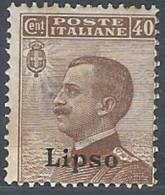 1912 EGEO LIPSO EFFIGIE 40 CENT MH * - RR10899 - Aegean (Lipso)