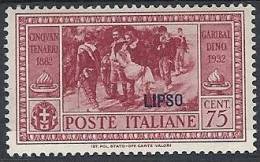 1932 EGEO LIPSO GARIBALDI 75 CENT MH * - RR10906 - Egée (Lipso)