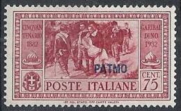 1932 EGEO PATMO GARIBALDI 75 CENT MH * - RR10908 - Egée (Patmo)