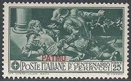 1930 EGEO PATMO FERRUCCI 25 CENT MH * - RR10915 - Egeo (Patmo)