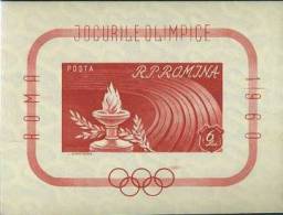 1960 Rome Olympics (I) Imperforated Souvenir Sheet,Romania, Mi.Bl 47,MNH - Unused Stamps