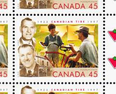 Canada MNH Scott #1636i Sheet Of 12 With Variety 45c J.W. And A.J. Billes, Founders - 75th Anniversary Canadian Tire - Ganze Bögen