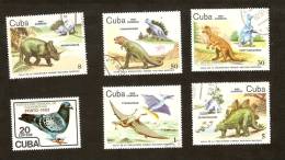 Bc.7. Cuba LOT Set Of 6 - 1985 Fauna Pigeon Unused - Prehistoric Animals - Dinaosaurs Dinaosaur - Gebraucht