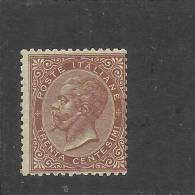 ITALIA REGNO 1865 EFFIGIE RE VITTORIO EMANUELE II CENTESIMI 30 TORINO MNH DISCRETA CENTRATURA FIRMATO - Ungebraucht