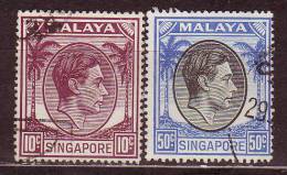 SINGAPOUR - 1948 - YT N° 9B + 15B - Oblitérés - - Singapour (...-1959)