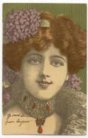 Illustrateur Femme. - Portrait De Femme Rousse , Lilas Dans Les Cheveux - 1900-1949