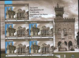 San Marino 2011 Foglietto Visita Sua Santità Papa Benedetto XVI  ** MNH - Ungebraucht