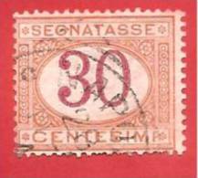 ITALIA REGNO USATO - 1870/1890 - SEGNATASSE - CIFRA ENTRO UN OVALE  - Cent. 30 - UNIFICATO S23 - Portomarken
