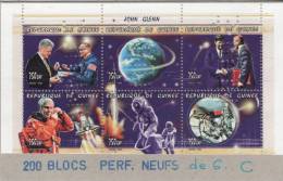 Guinée 1999  Y&T 1500/5. Retour De L´astronaute John Glenn. Feuillet Dentelé Perforé "annulé" Collé Sur Carton - Africa