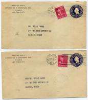 U.S.A. - 2 ENTIERS POSTAUX TYPE G. WASHINGTON 3c. VIOLET, OBL. DE NEW YORK EN 1950 - TB - ...-1900