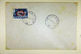 Stampalia Greek Military Occupation, Overprinted In RED, FDC, Back Is Stamped Rhodes 8-4-1947 - Egeo (Stampalia)