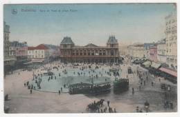 CPA COULEUR BRUXELLES, GARE DU NORD ET PLACE ROGIER, TRAM, TRAMWAY, BELGIQUE - Transport Urbain En Surface