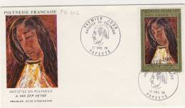 FDC  POLYNÉSIE  1975 TAHITI   ARTISTES EN POLYNESIE # A VAN DER HEYDE # PORTRAIT FEMME  # PEINTRE CONTEMPORAIN  # CARTOR - FDC