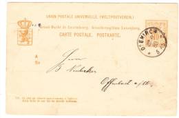LUXEMBOURG POSTCARD ENTIER De DIEKIRCH Du 21 Sept 1883 Via OFFENBACH - 1882 Allegorie