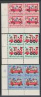 UN New York 1966 Michel 171-173, Blocks Of 4 With Lable In LowerLeft Corner, MNH** - Blocks & Sheetlets