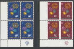 UN New York 1967 Michel 177-178, Block Of 4 With Lable In Lower Left Corner, MNH** - Blocks & Kleinbögen