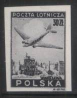 POLAND 1946 AIRMAIL PLANES AIRPLANES BLACK PRINT  MNH Flight Transport Warsaw Raised To Ground Via Nazi Germany WW2 - Proofs & Reprints