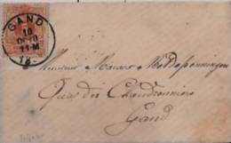 BELGIQUE :  18??:N°28 Sur Lettre De GAND Vers GAND.Format Carte De Visite. - 1869-1888 Lion Couché (Liegender Löwe)