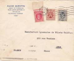 Belgique, Lettre 1931, André Quentin Bruxelles, Agent De Fabriques, Bruxelles-Lyon/783 - Covers & Documents