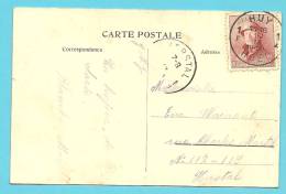 168 Op Kaart Met Cirkelstempel HUY / HOEI 1F ▲ - 1919-1920  Re Con Casco