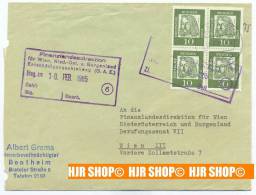 1961, MiNr. 350x, 4er Herzstück, Gest. Bentheim 12.2.1965 - Bentheim