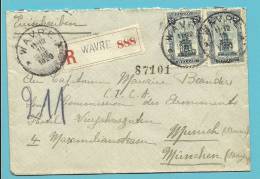 164 (x2) Op Brief Aangetekend Met Stempel WAVRE Naar Munchen (Duitsland) - Covers & Documents
