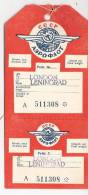 Ticket Embarquement Aviation CCCP Aeroflot  London Lenigrad Union Soviétique Avion Aviateur - Europe