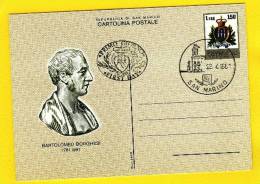 1981 - SAN MARINO -  CARTOLINE POSTALI -BARTOLOMEO BORGHESI OBLITERATA 23.4.81 - Entiers Postaux