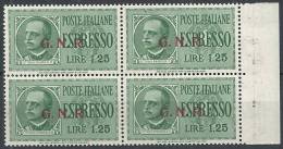 1943-44 RSI ESPRESSO BRESCIA 1,25 LIRE II TIPO VARIETà LEGGI MNH ** - RSI013-3 - Eilsendung (Eilpost)