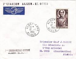 Alger El Oued - 1er Vol 1955 Erstflug First Flight - Algérie - Briefe U. Dokumente