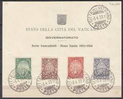 E752 - VATICANO SASSONE N°15/18 CARTONCINO ANNULLI PRIMO GIORNO Fdc - Used Stamps