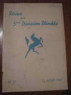 Revue De La 5 ème Division Blindée N° 22 De Août 1947 - French