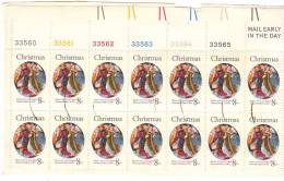 USA CHRISTMAS NATALE - BLOCCO DI 14 VALORI TIMBRATI SU FRAMMENTO - MASTER OF ST. LUCY LEGEND - Postal History