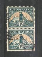 SOUTH AFRICA UNION  1933 Used Pair Stamp(s)  "hyphenated" 1 1/2d Green-bright Gold Nr. 57  #12247 - Used Stamps