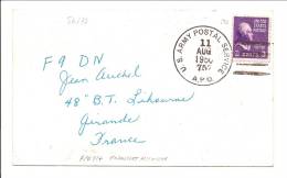 N°372 OBL US ARMY POSTAL SERVICE A.P.O. 757/ FRANCFORT 1950 SUR CARTE RADIO - Cartas & Documentos