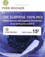 CARTE CADEAU GIFT CARD YVES ROCHER 15€ NEUVE MINT IN FOLDER DANS SON ENCART ORIGINE - Perfume