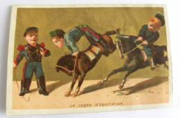 Chromo Doré La Leçon D'équitation - Cheval Rodéo Ruade Service Militaire - Other & Unclassified