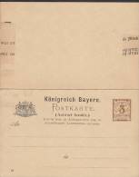 Bayern Postal Stationery Ganzsache Entier 3 Pf. M. Antwort Bezahlt 1892 Wappen 4 (2 Scans) - Postal  Stationery