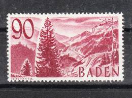 Baden    -   1948.  Valley Of Bavarian.   90 P.  Without   "p" .  MNH, Very  Fresh,  Rare - Baden