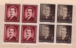 Roumanie / ROMANIA   1939 Poete Mihai Eminescu Mi No 596/597 Et Yv No 568/569 2v.-MNH   Block Of Four - Ongebruikt